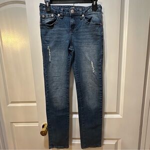 True Religion Boys Geno Relaxed Slim Jeans Size 16 Midway Distressed 28.5 Inseam